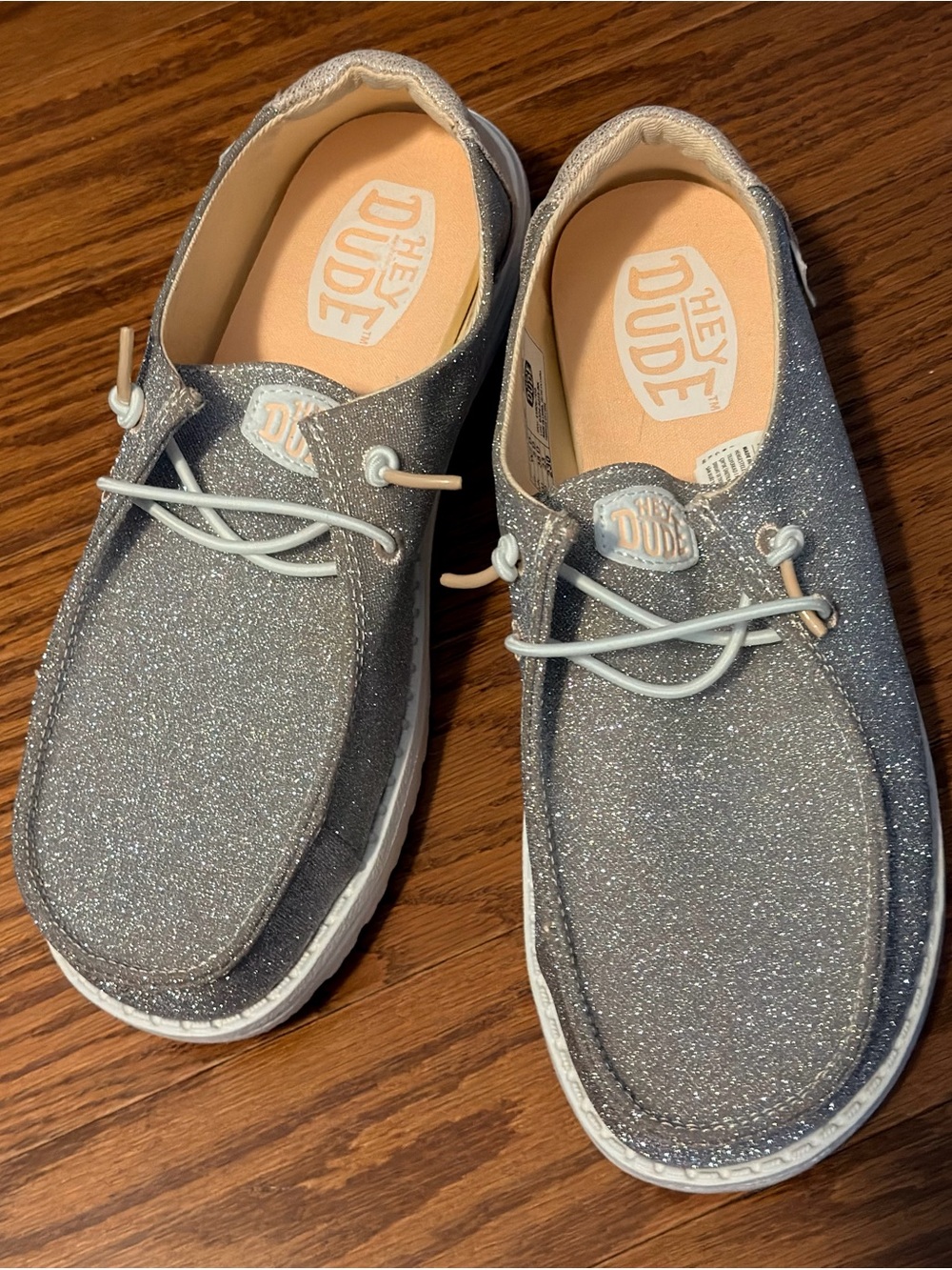 Hey Dude Glitter Slip-On Loafers in Silver